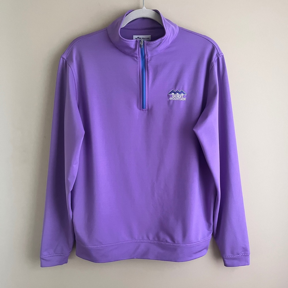 Peter Millar Quarter Zip Men's Medium Desert Mountain Golf Purple Arizona Shirt